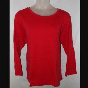 NEW Ruby Red Plus Sz 1X 22 / 24 Casual Wear Stretchy Cotton Tee Shirt ROAMANS